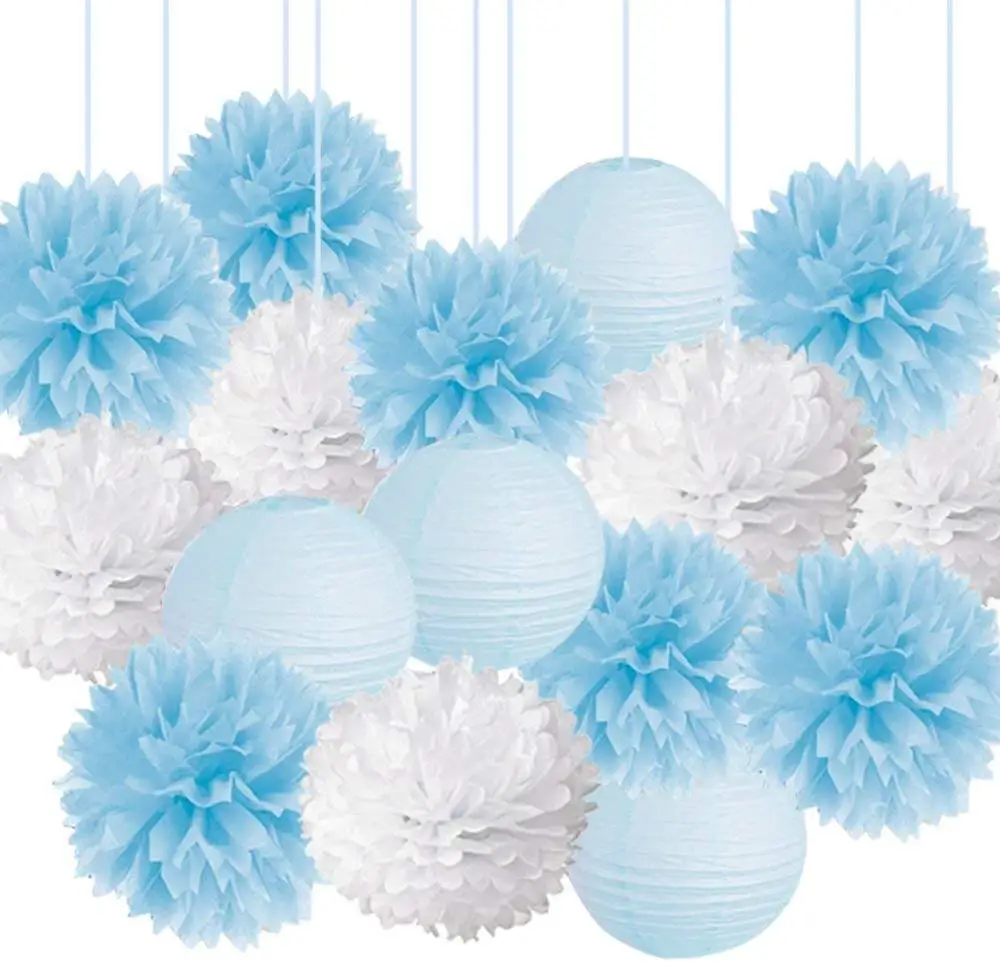 ophobe Berettigelse Tidligere 15pcs Baby Shower Decorations Tissue Paper Pom Poms Paper Lanterns Kit For  Frozen Themed Birthday Party Supplies - Buy Boy Baby Shower Decorations Kit,Tissue  Paper Pom Poms,Blue Paper Lanterns Product on Alibaba.com