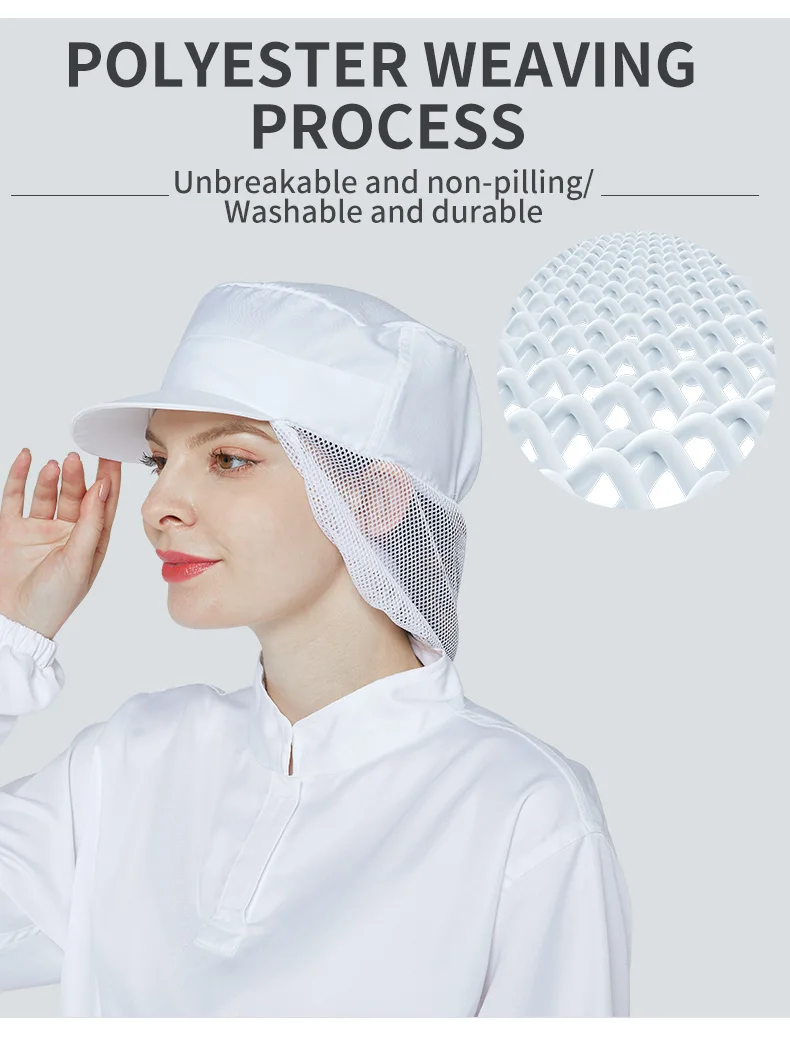 Lightweight Polyester-Cotton Food Processing Hat One Size Fits All for Food Factory and Workshop