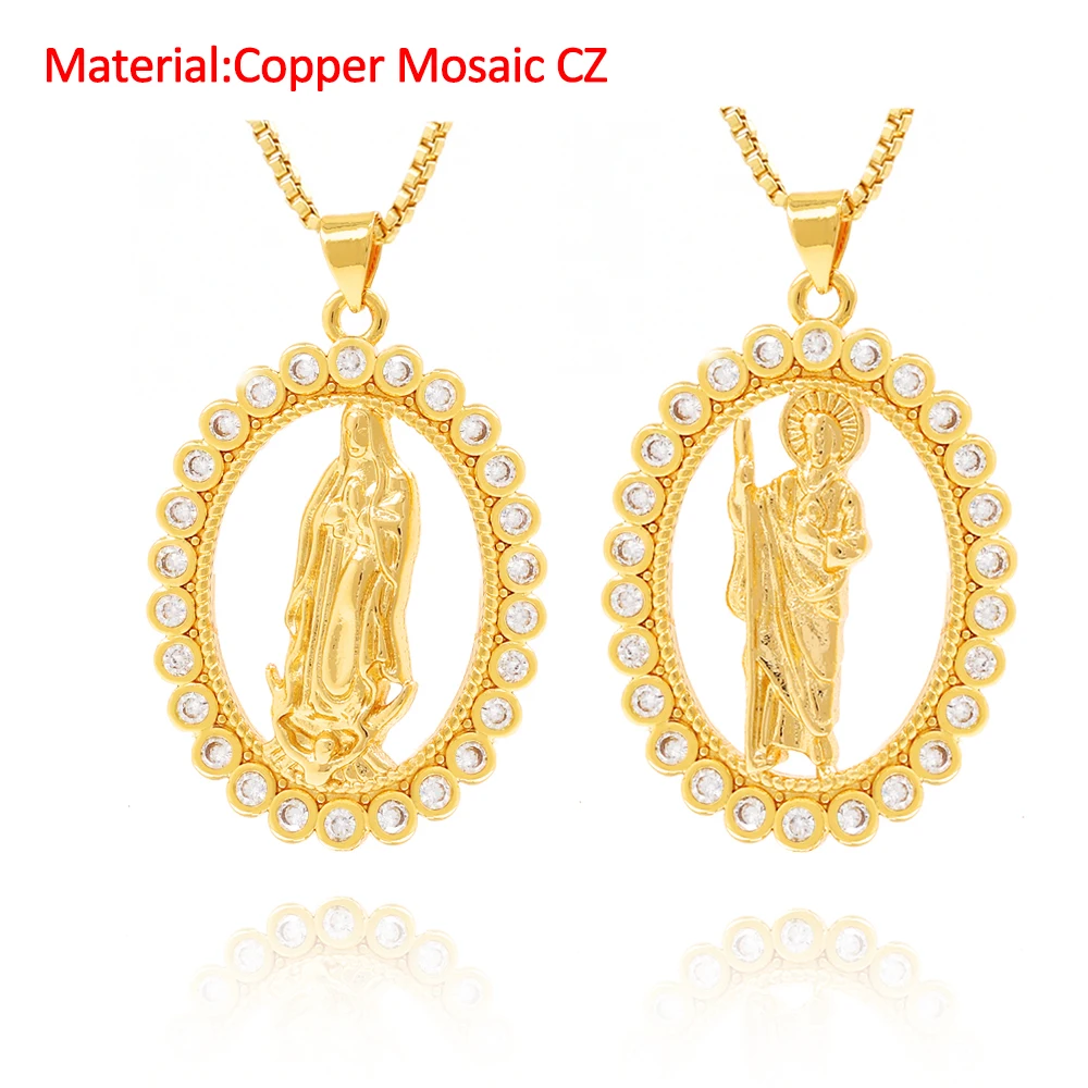 24K Gold Plated Mother Virgin Mary Pendant - Catholic Necklace