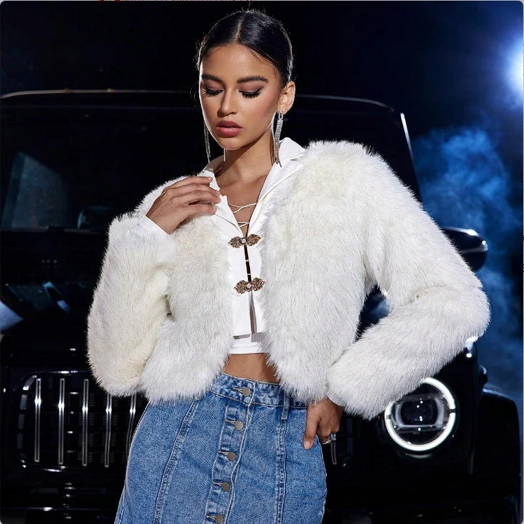 D&M Women's Winter Casual Thick Loose White Faux Fur Jacket New