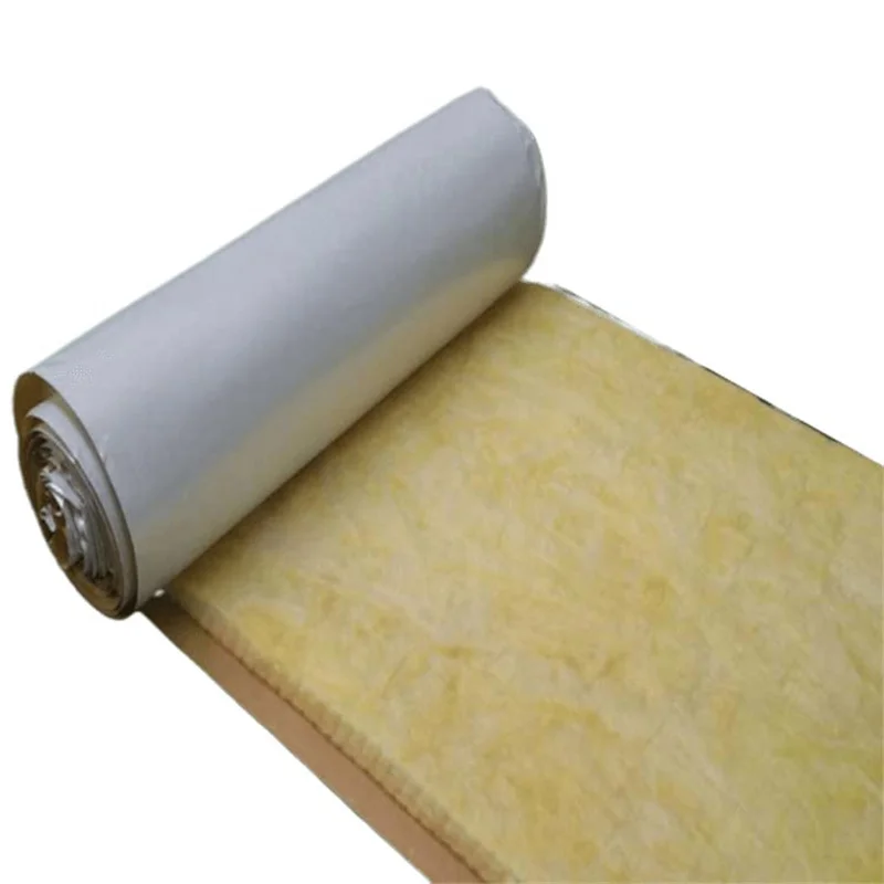 Fiber Glass Wool Fireproof with White Vapor Barrier Vinyl for Metal Building Roof Insulation