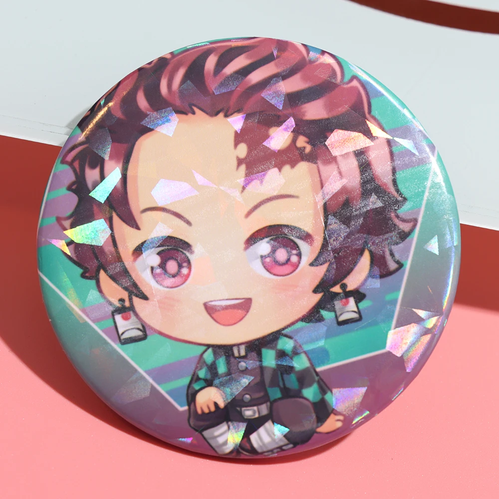 Китайский производитель, Индивидуальные Аниме пуговицы, булавка, жестяной значок, сердце, звезда, стекло, голографическая жестяная пуговица, значок