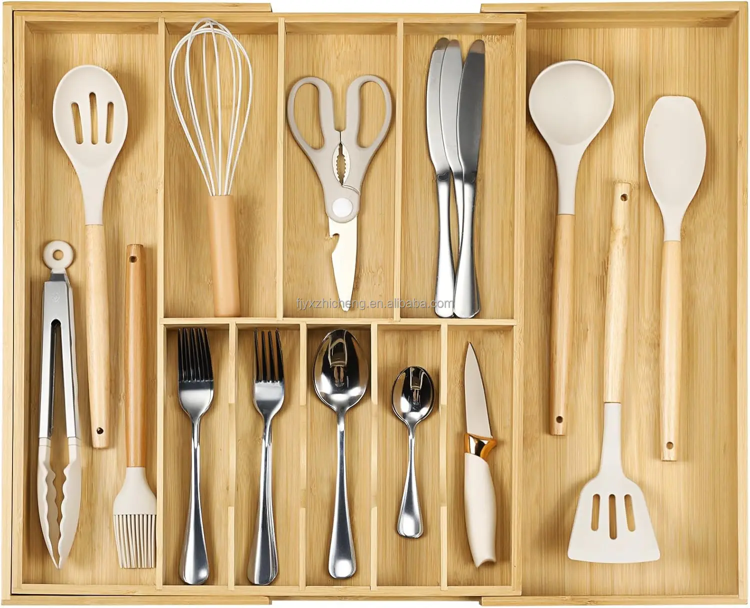 product expandable 167 30 bamboo wood flatware tray large kitchen drawer organizer for cutlery utensils scissors silverware-0