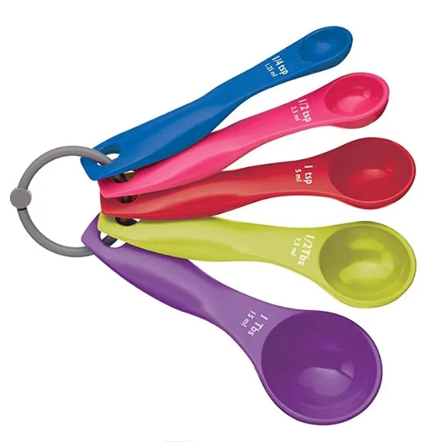 Kitchen Utensils Baking Set 5pcs Multi Colours Plastic Measuring Spoons Perfect Measuring Cups for Baking or Cooking Task 