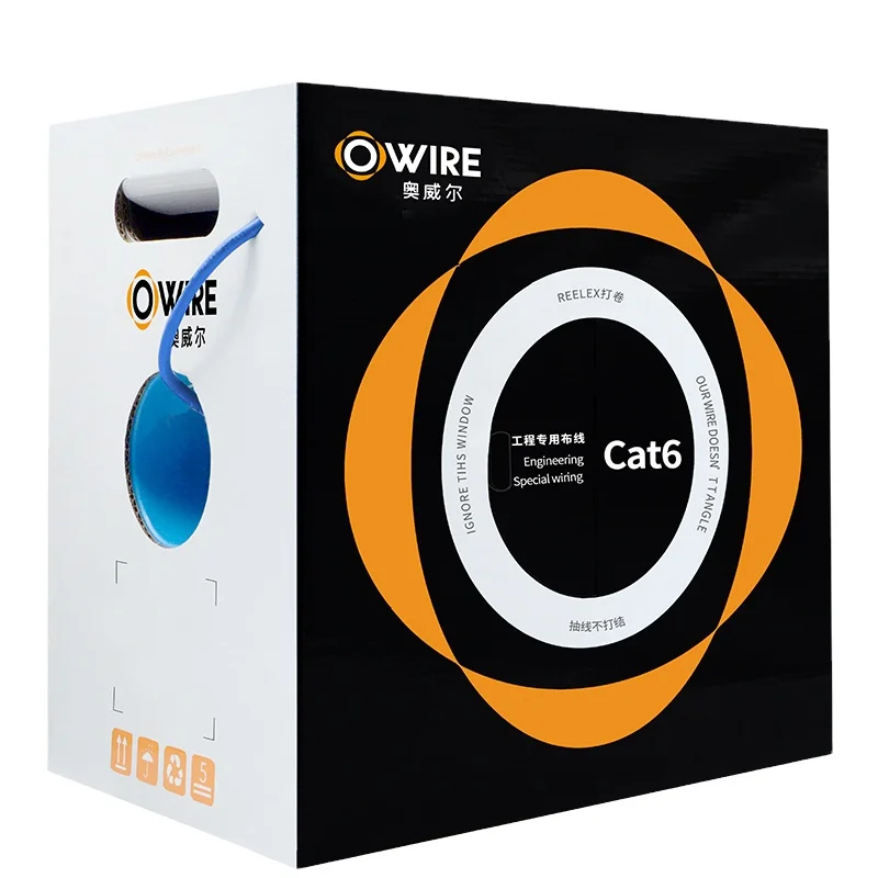 OWIRE High Bandwidth CAT 6 Indoor Ethernet Cable Oxygen Free Copper CE/ROHS//CPR Certified PVC/LSZH Sheath for Professional IT