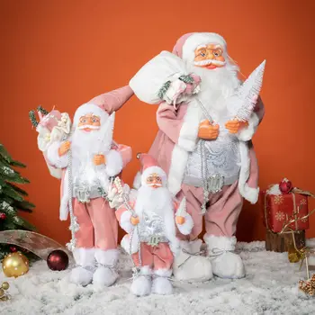 A117 Ready Stock Pink Santa Doll Christmas Figurine & Toy Ornament for Decorations Gift Idea