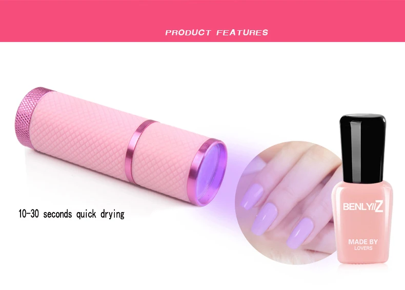 Mini Nail Art Tools Dryer Gel Polishing 9 LED Flashlight Portable Nail Dryer UV Light LED Lamp