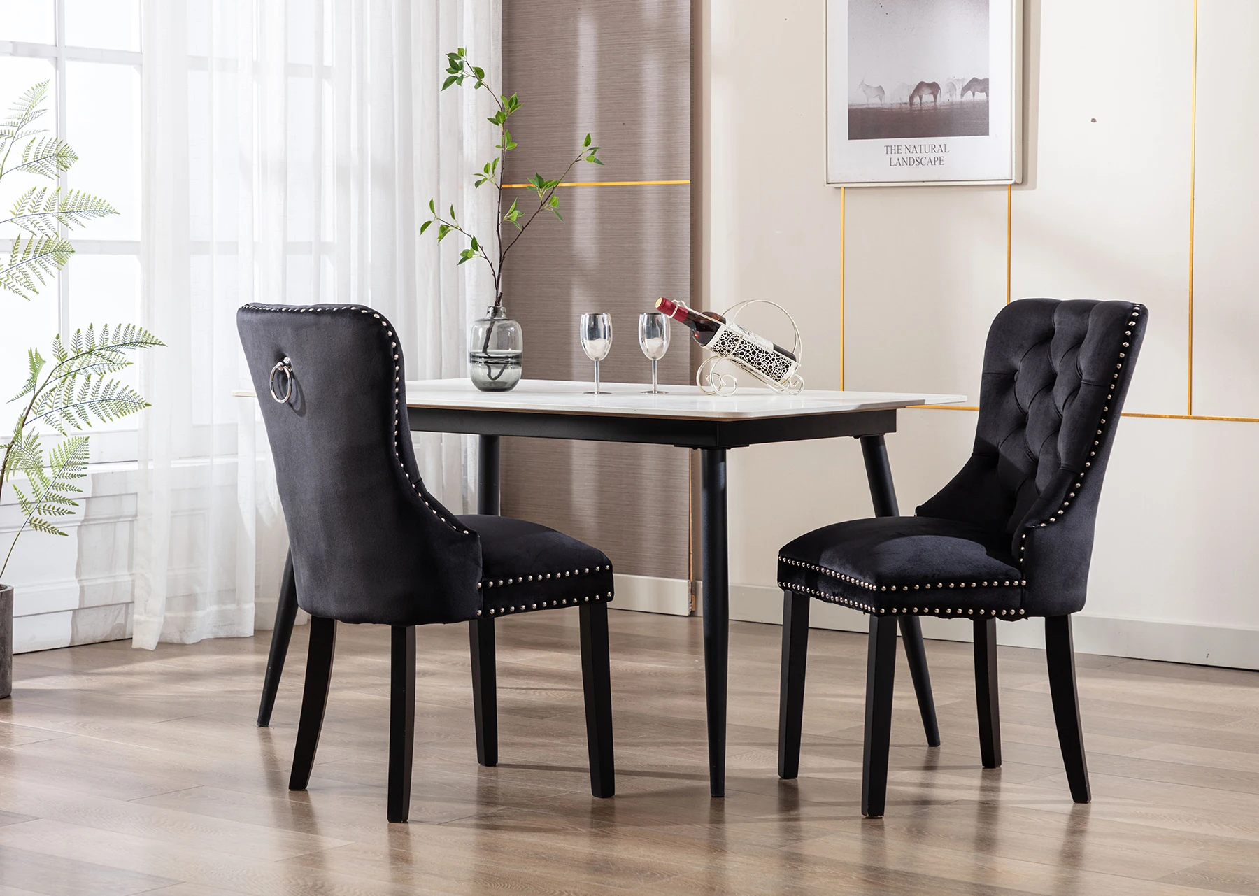 Cheap Classic Furniture Black Velvet Fabric Wooden Frame Tufted