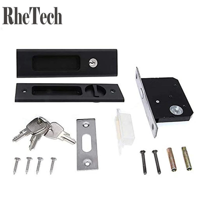 Sliding Barn Door Mortise Latch Lock Invisible Recessed Handle Latch