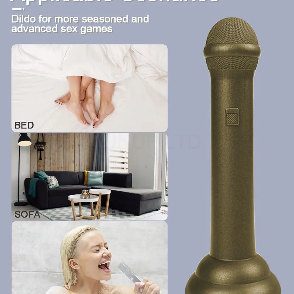 Free Custom Box - Realistic Microphone Shape Masturbator Dildo for Women, Flexible Clitoral and G-Spot Stimulation Sex Toy