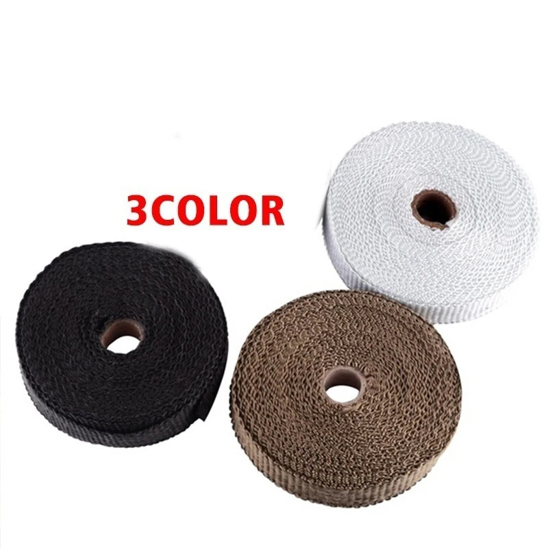 Оптовый продавец 5 м * 50 мм выхлопная труба мотоцикла Тепловая лента термостойкая ткань защита выхлопной трубы