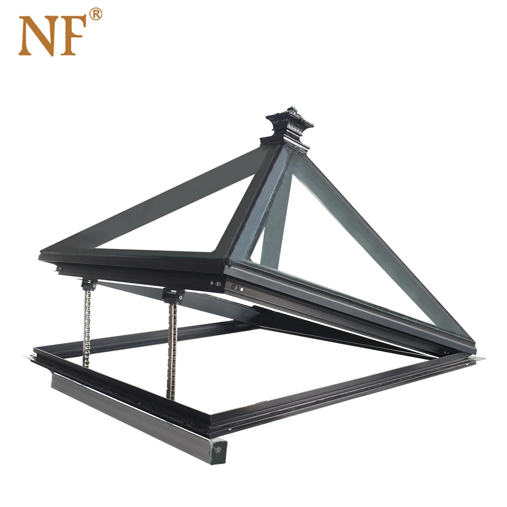 Modern Auto Skylighting Double Glazed House Windows Electric Motorized Skylight Aluminum Alloy Frame Swing Open Style Louver