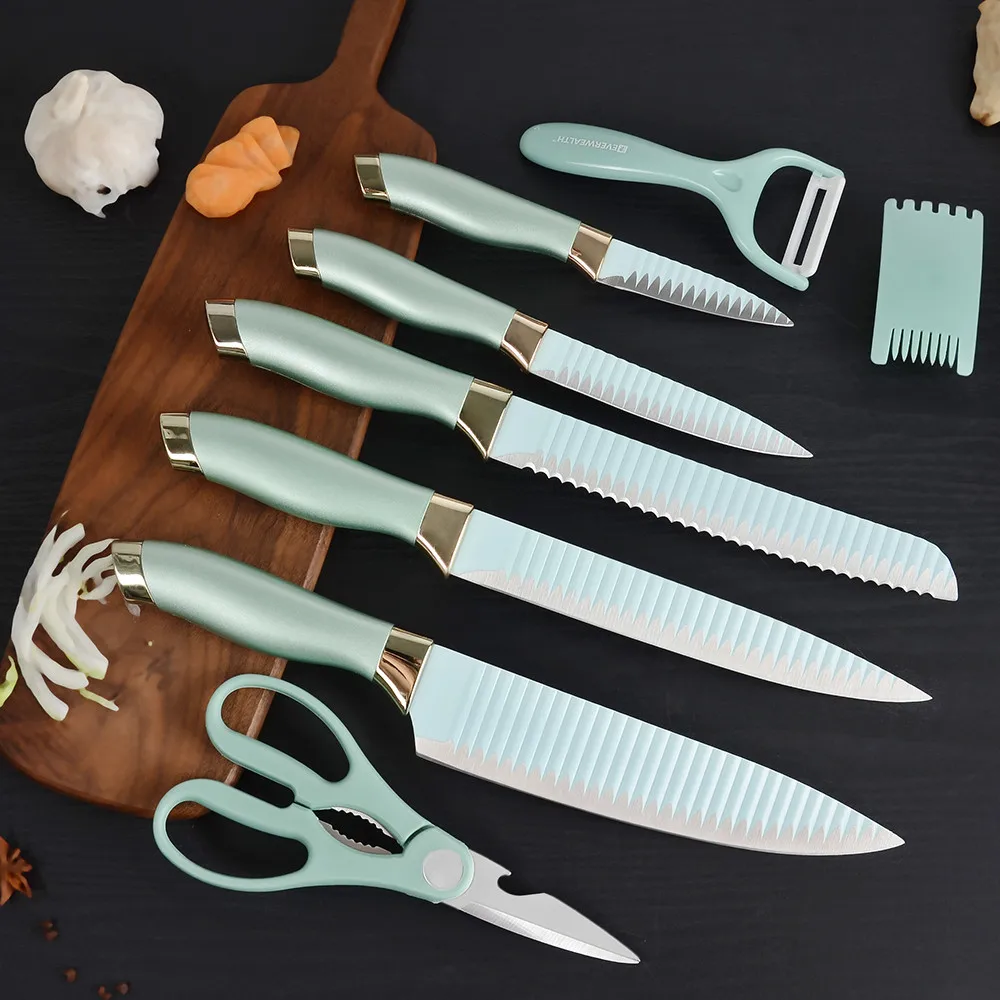 Factory Wholesale Stainless Steel Royal swiss Master Line 8pcs Non-stick  Kitchen Knife Set With Gift Box