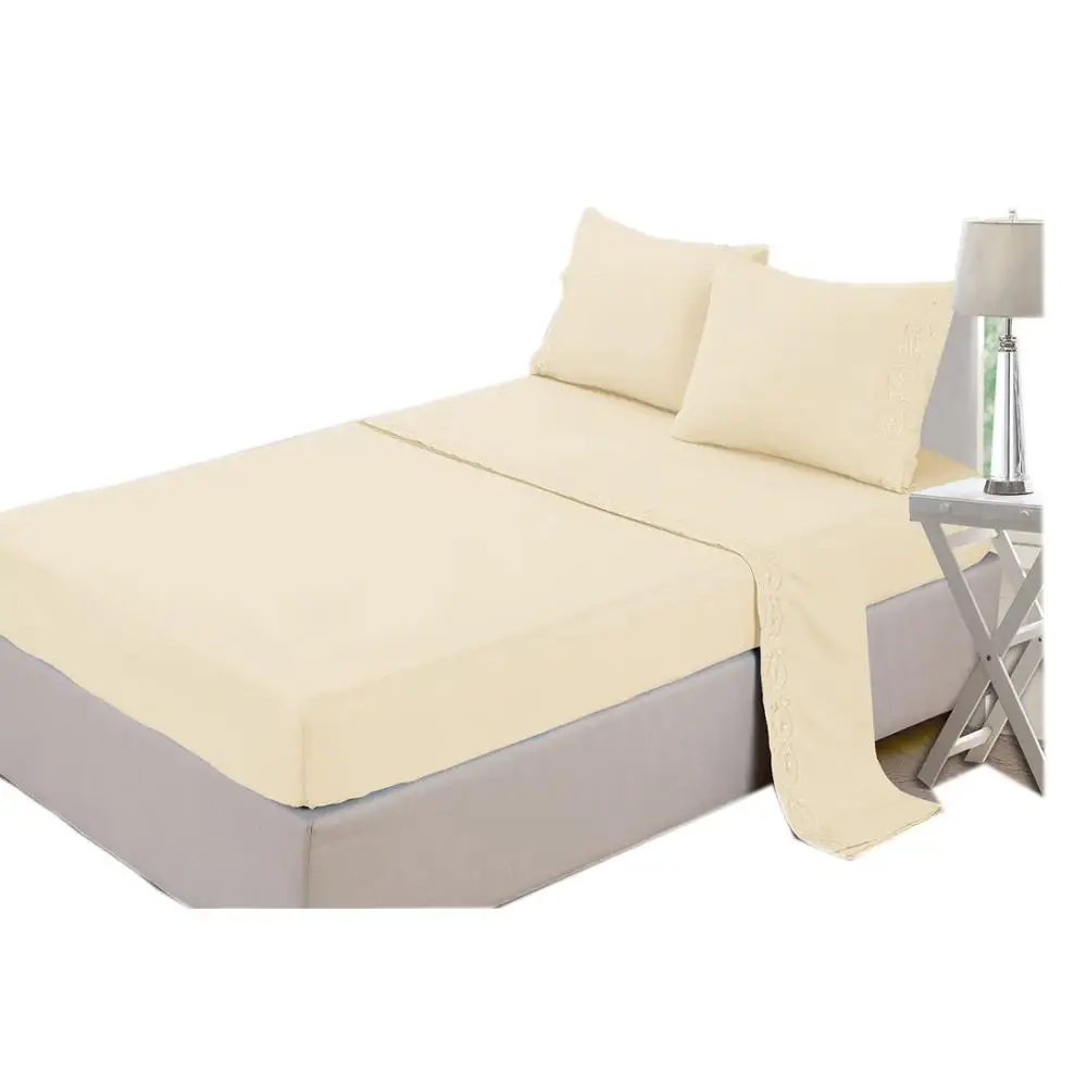 Factory Price 100 Polyester Brushed Microfiber Bed Sheet 4 Piece Set Duvets Covers Bed Sheets