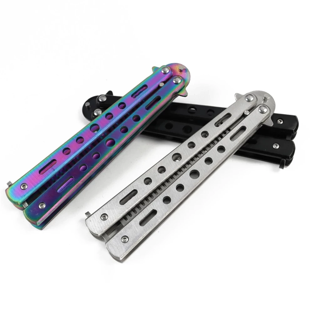 Foldable Steel Needle Comb Practice Butterfly Training Knife Comb Beard Moustache Brushes Salon Hairdressing Styling Tool