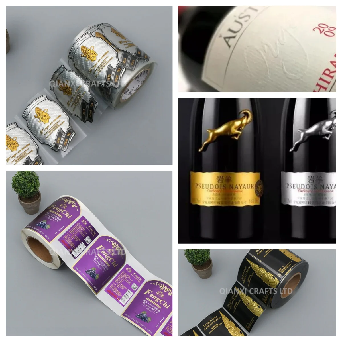product waterproof textured paper stickers for red wine bottles customized printing gold foil stamping wine bottle label sticker-2