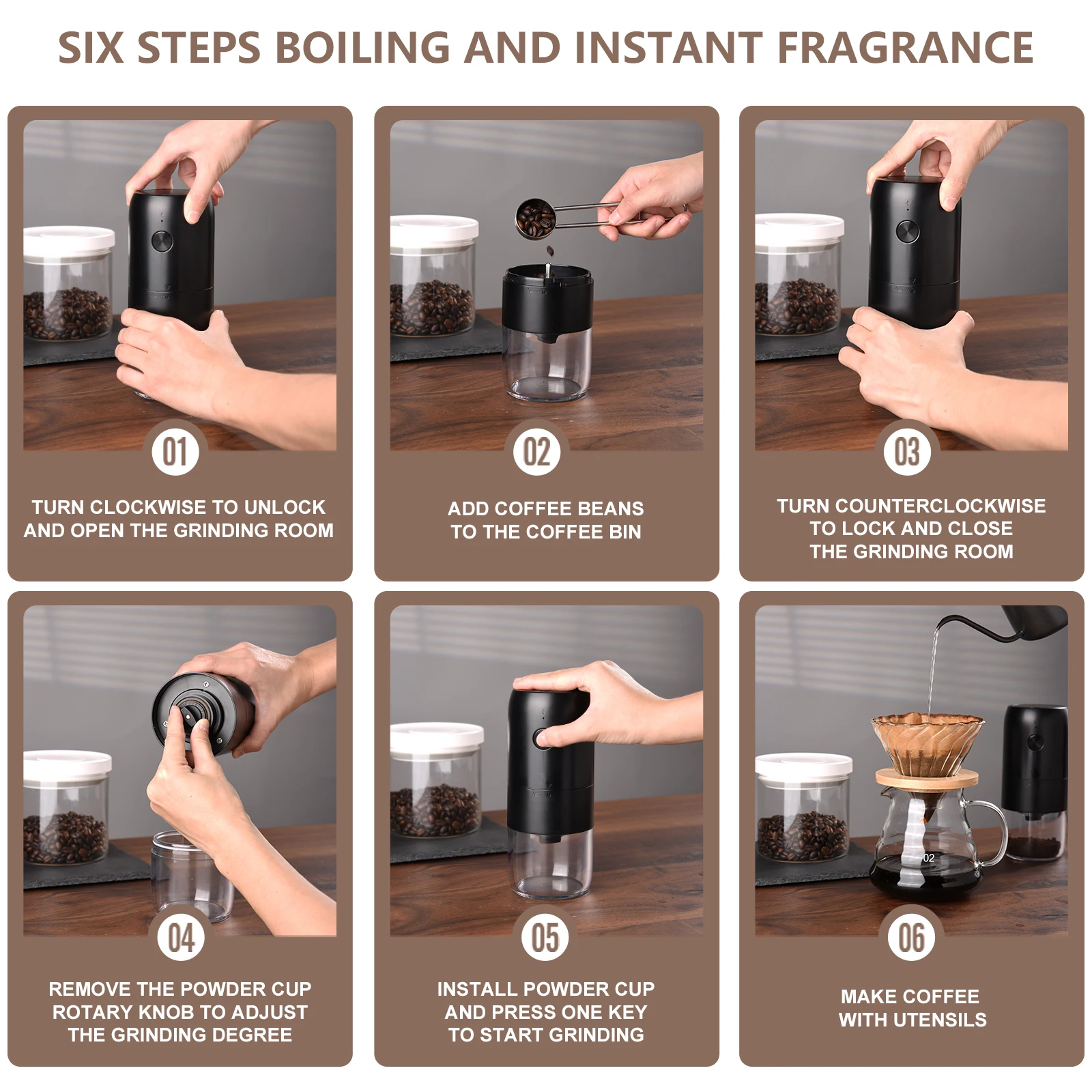 Cheap Small Ceramic Burr USB Rechargeable Coffee Bean Grinder Automatic Coffee Mills for Camp