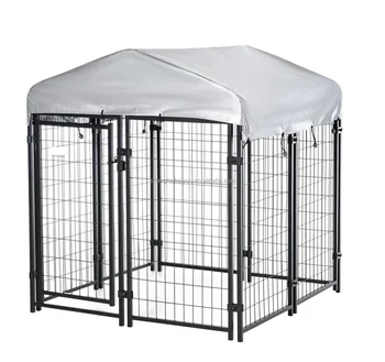 4.2x4x4.4ft Outdoor Large Dog Kennel Pet Outside Metal Crate Heavy Duty Dog Metal Kennel and Run Cage with Gate and Roof