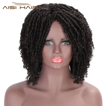 Aisi Hair Synthetic Wigs For Black Women Crochet Braids Twist Faux Locs Braids Hairstyle Long Afro Black Hair for Women