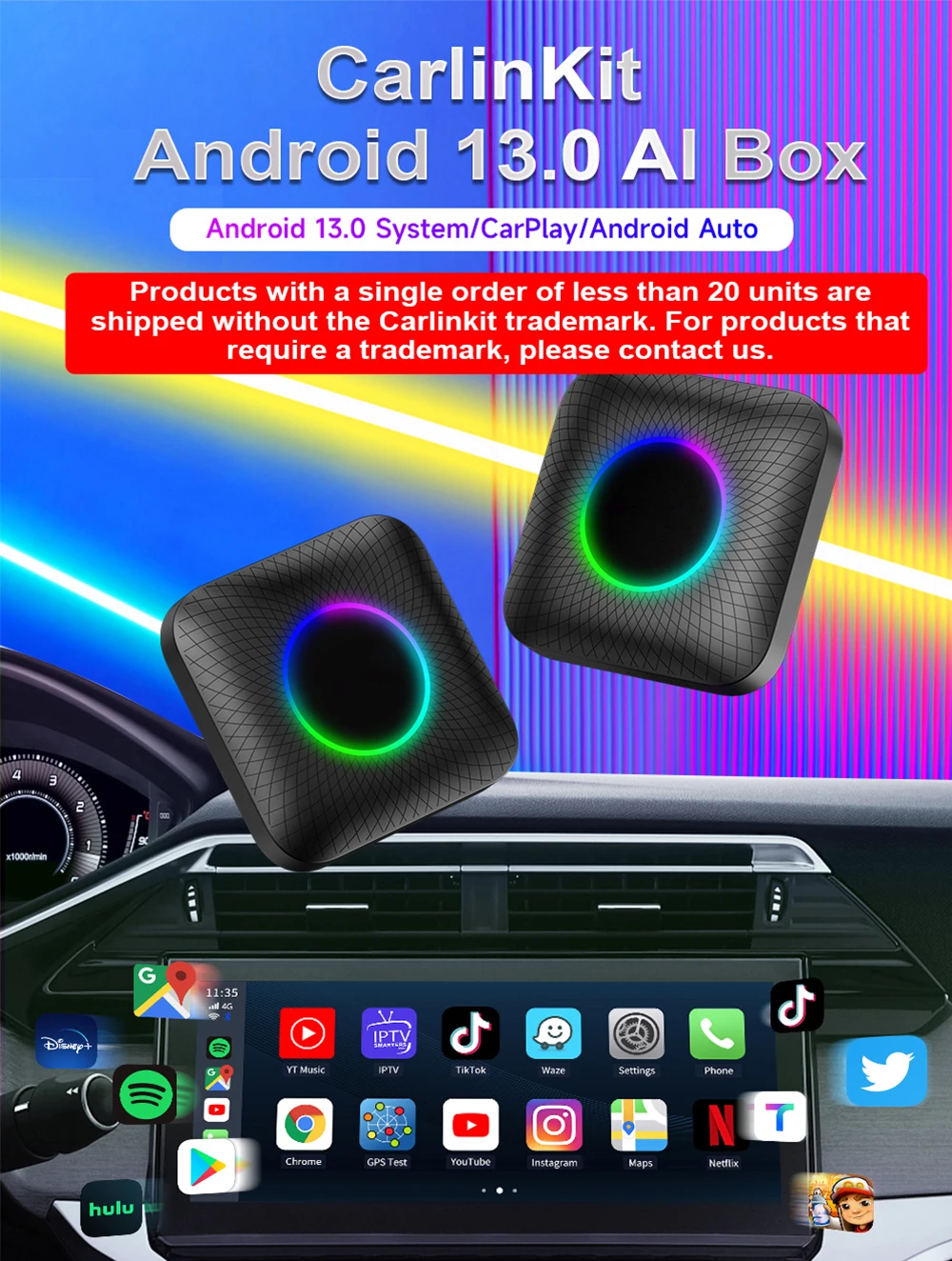 Carlinkit Ai Box - Custom Tbox Ambient 8G 128gb USB Dongle