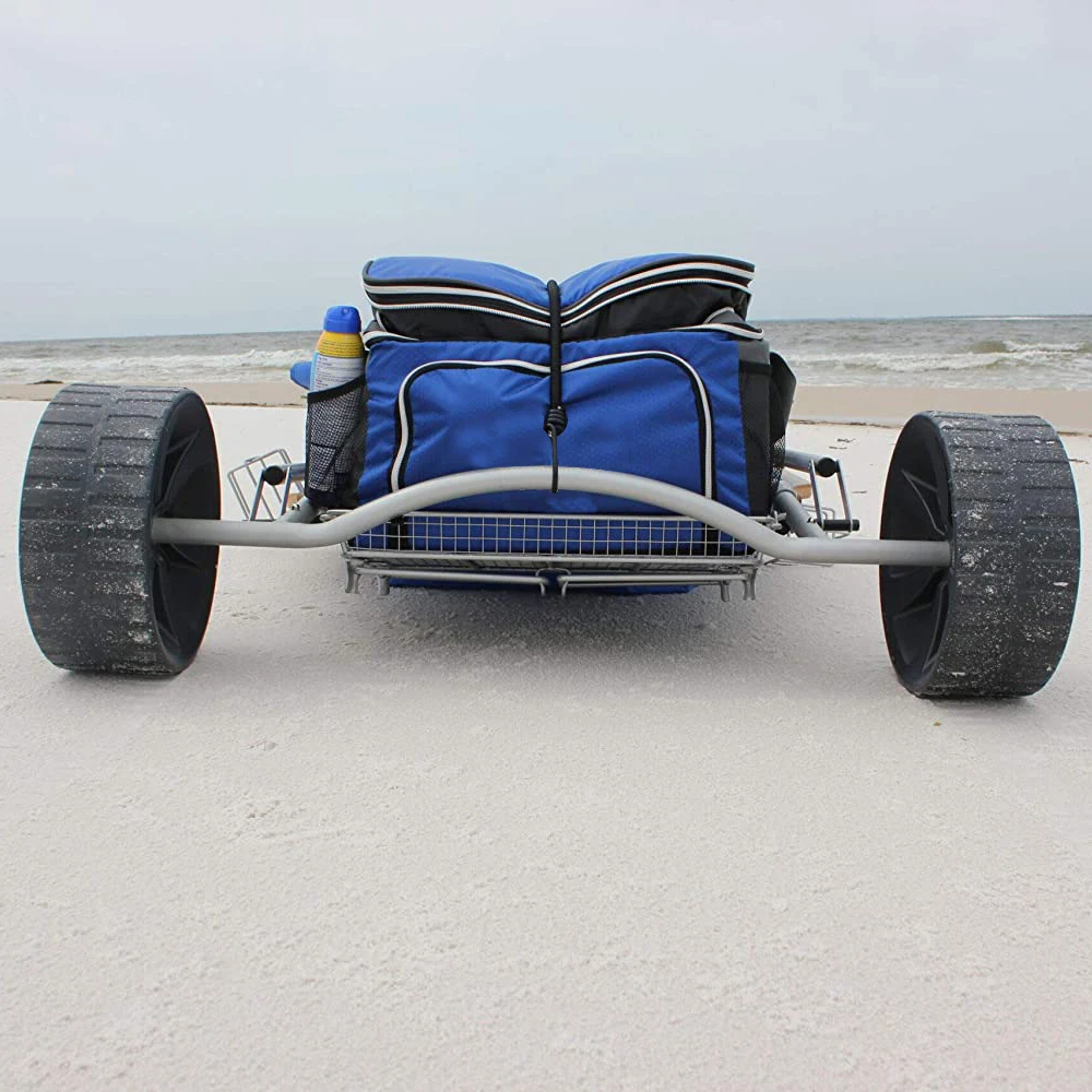 Пляжное Кресло с широкими высокими колесами, портативное складное кресло с откидывающейся спинкой для загара, уличный бассейн с замком и большим карманом для хранения