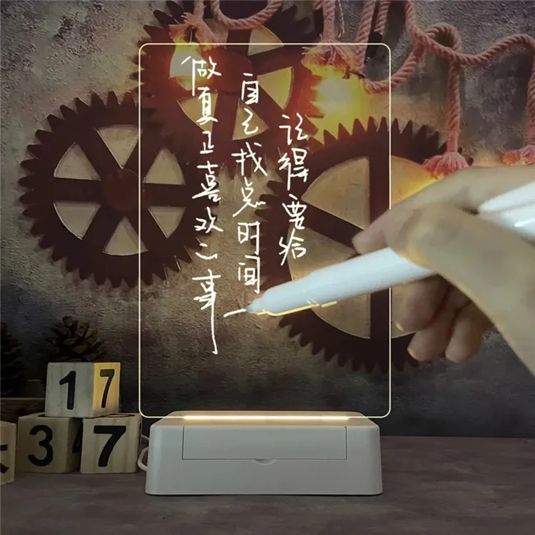 Erasable LED Message Writing Board Blank Acrylic Memo Lamp LED Night Light With Various Custom Bases