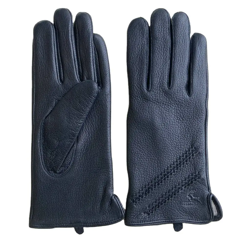 Заводские высококачественные зимние кожаные перчатки с шерстяной подкладкой из оленьей кожи Модные для мужчин и женщин