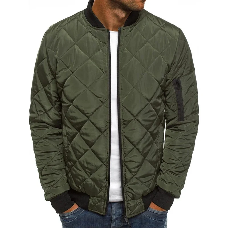 High Quality Black Warm Cardigans Coats Thick Print Zipper Cotton Men Puffer Down Jacket Winter_voghion.com