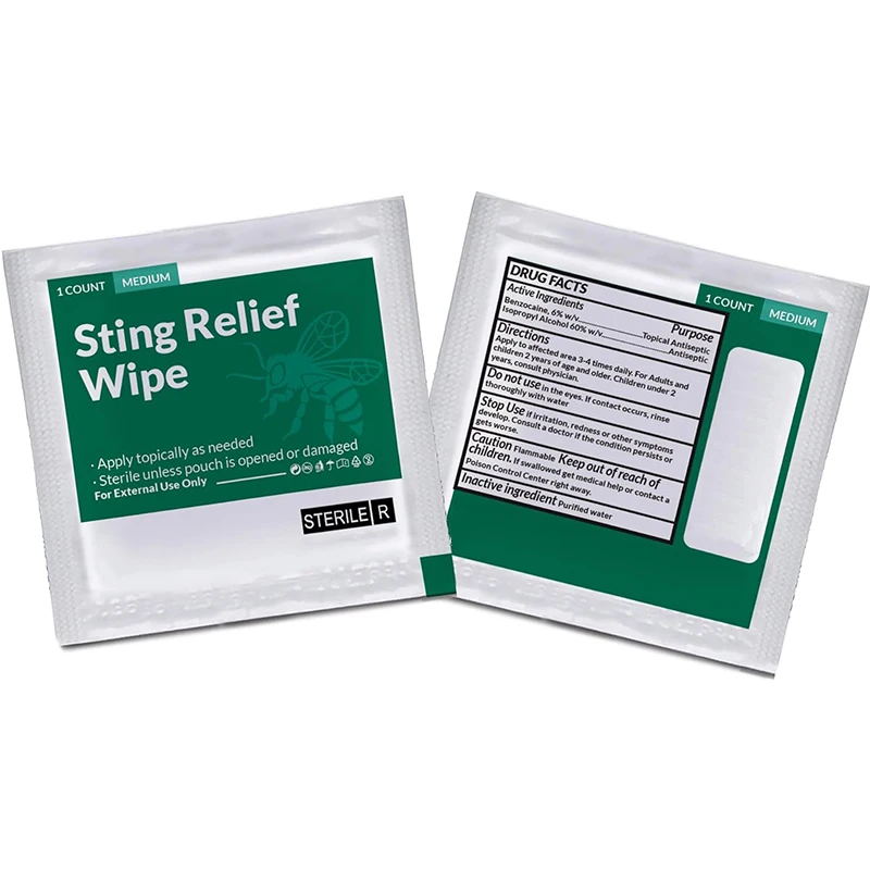 Disposable Medical First Aid Sting Relief Medicated Pad for Outdoor Camping