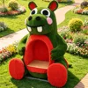 Buste d'ornement Hippopotame Vert et Rouge