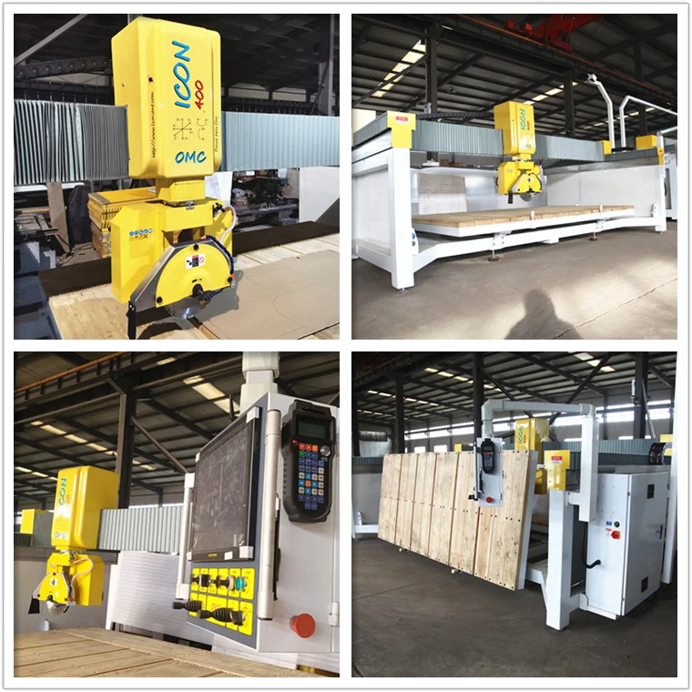 ICON 5 Axis CNC Stone Cutting Machine Multifunctional Bridge Saw Granite Worktops Marble Motor Gear Engine Core Components 400mm