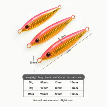 60g 80g 100g Artificial Hard Bait Metal Jig Lure Shore Casting Boat Fishing Nearshore Slow Shake No Hooks for Sea Bass – Metal Jig – view 4