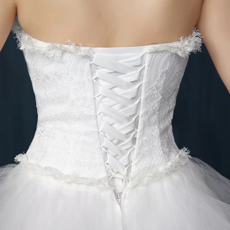 Cheap   2025 Spring New Front Short Back Long Small Tail Bridal  Puff Skirt Wedding Dress