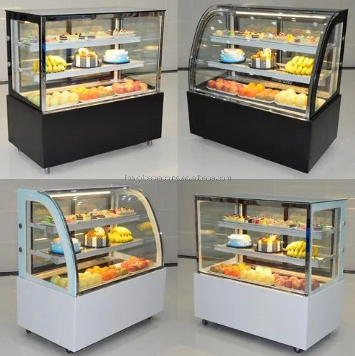 Small Desktop Cake Cabinet with LED Light Glass Door Display Cooler for Cake showcase Supermarket & Store Use