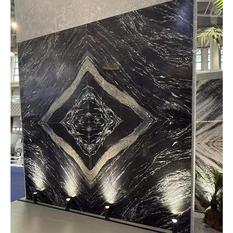 高品質タイ産ブラックマーブルスラブ｜天然石材｜ホテルおよびヴィラの室内用（壁・床・背景壁）｜釉薬仕上げ・ピュア仕上げマーブル