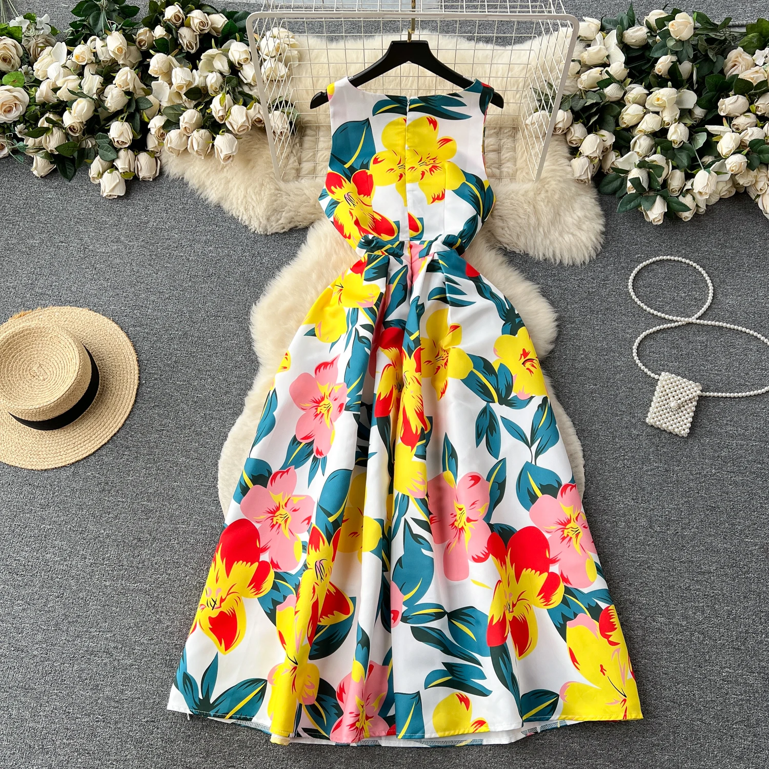 Shop Our Summer O-Neck Sleeveless Print Casual Dress