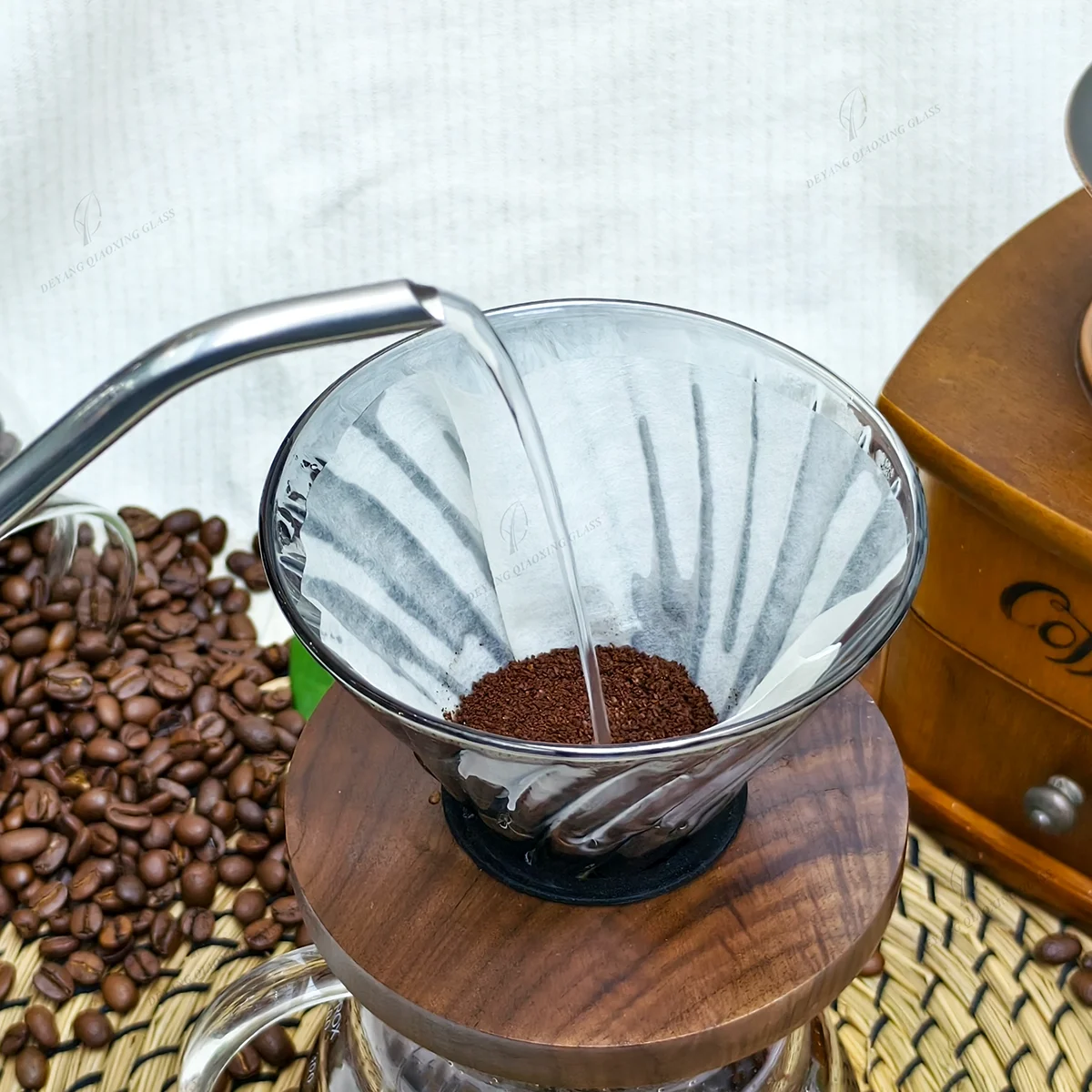 Soaking Adjustable Drip Cup with Silicone Plastic Holder Clear Coffee Filter Manual Coffee Sets High Borosilicate Glass
