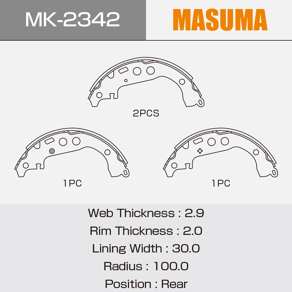 Source MK-2342 MASUMA Auto spare Parts Drum brake shoes 04495 