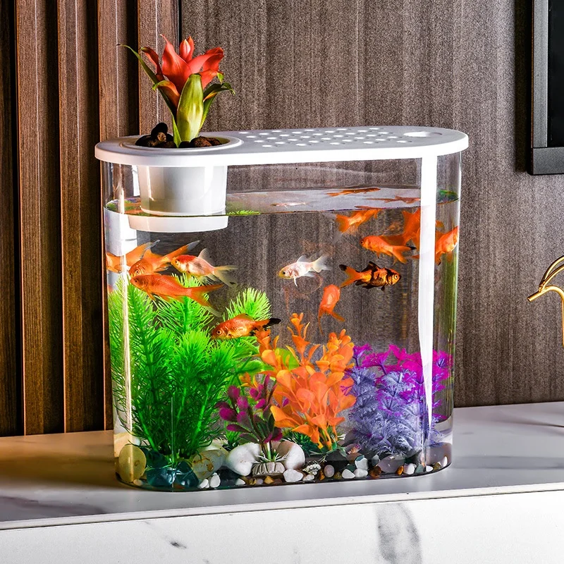 Rectangular 3/5 Gallon Plastic Mini Betta Fish Tank Eco-Friendly Stackable Aquarium Kit