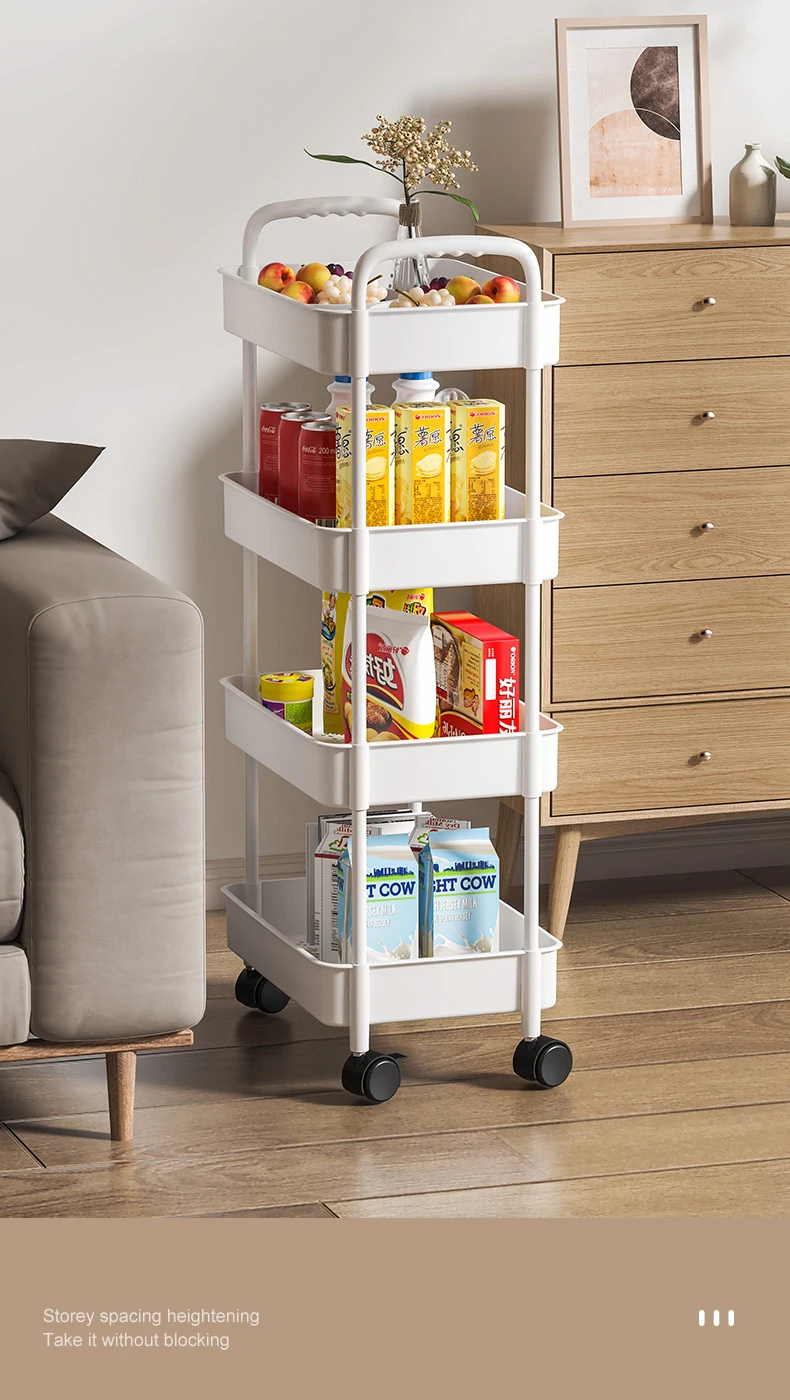 3 Tier Dining Rolling Storage Shelves Steel Hand Kitchen Storage Trolley Cart Organizer Kitchen Accessories Iron Multifunction supplier