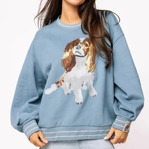 LYG Wholesale Custom New Design Maltese Dog Sequin Embroidery  Sweatshirt Crewneck Cotton Fashion Sweatshirt