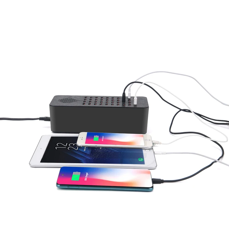 40 Ports Desktop USB Power Hub Charging Tower for Multiple Devices USB Charging Station 200W for Classroom School Shop Hotel