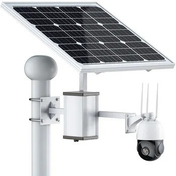 Hot Selling 80W 4g Solar Camera 12V 40Ah Lithium Battery 5MP Ivory White 4G Camera With Panel