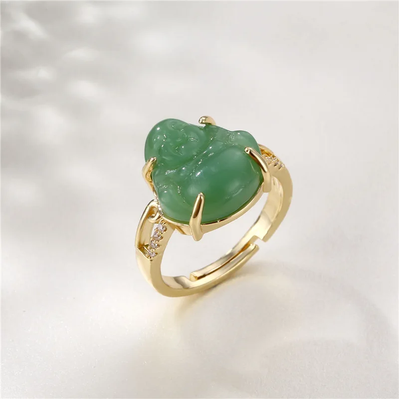 スマホアクセサリー Fashion Power Bank Golden Jade Marble Minimalist Jade Rings 18K Gold Plated - Adjustable & Stylish