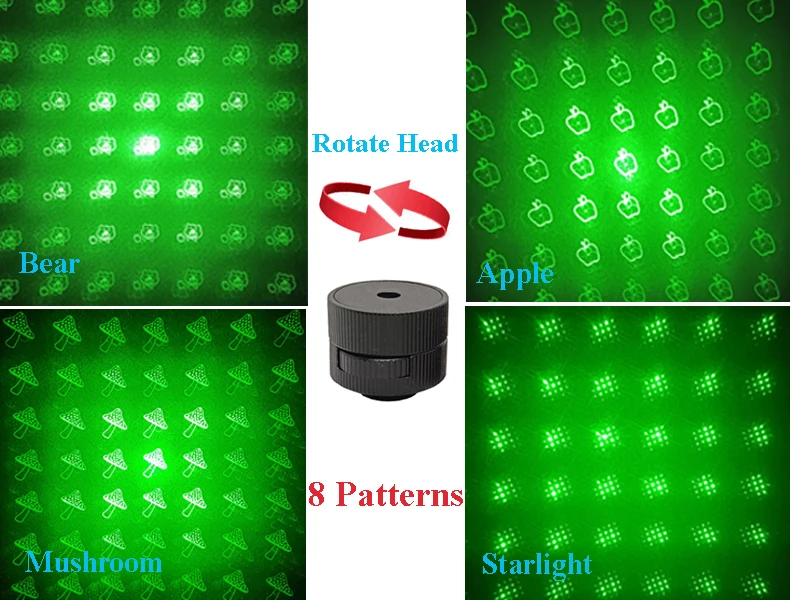 303 Laser Rechargeable Laser Pointers 303 With 8 Patterns Shapes 8in1 ...