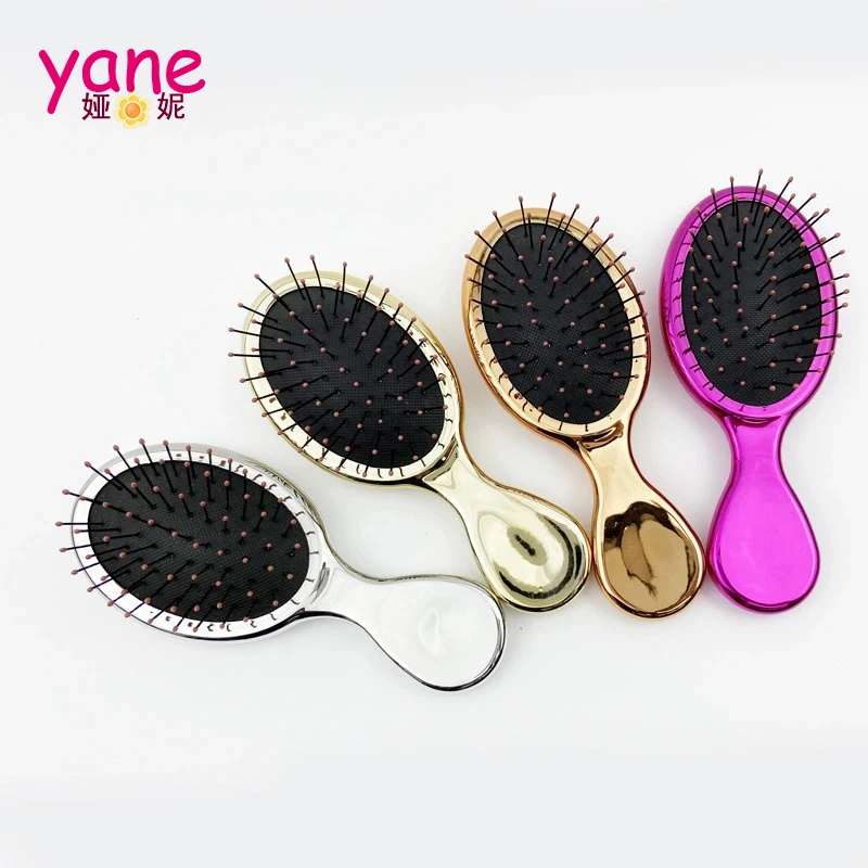 Electroplated Solid Pure Color Small Size Gold Silver Color Hair Brush