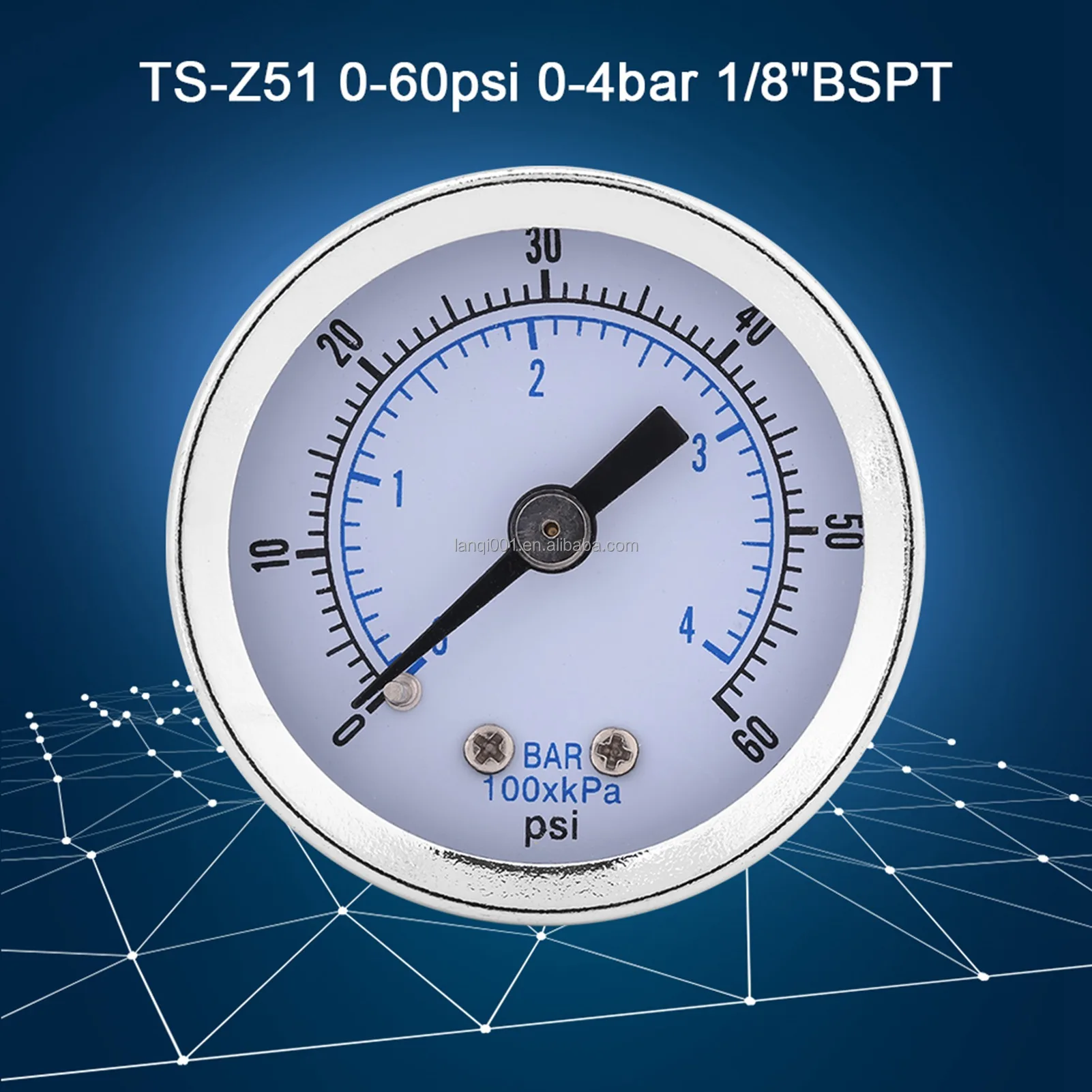 0-60psi 0-4bar 1/8 BSPT Manomètre，pratique à transporter Manomètre Numérique manomètre deau pour Instrument de Cadran deau dair 
