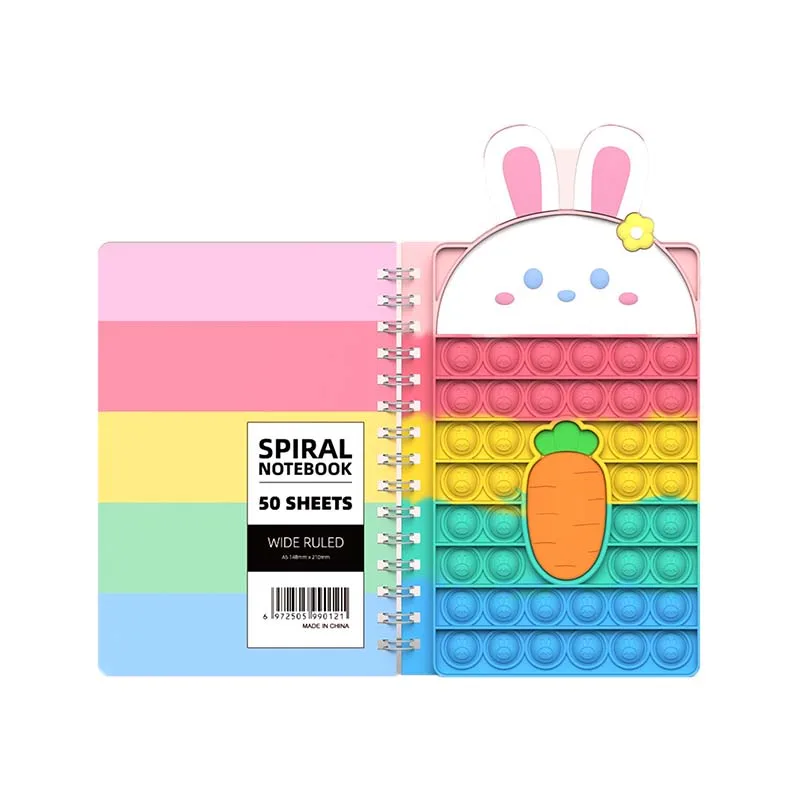 Newest Pop Itting A5 Notebook Fidget Toy Carrot Shaped Cover Cute Diary Notebook for School