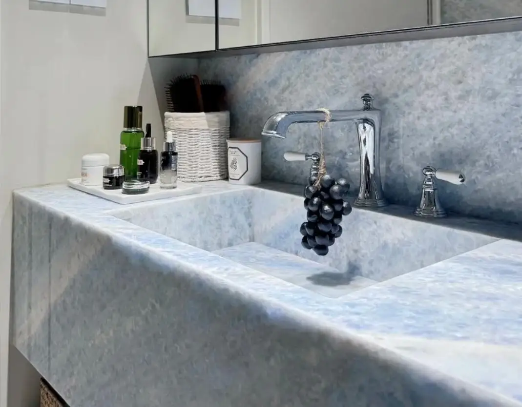 product blue crystal marble washbasin countertops vanity tops  table tops blue marble bathroom sink-1