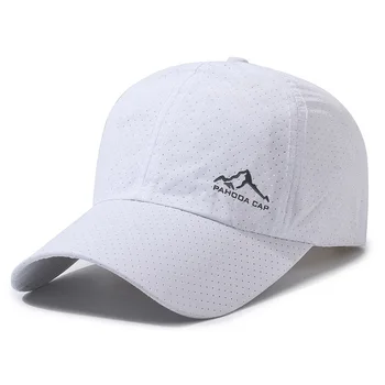 Supply OEM Laser Cut Perforated Waterproof Spandex Nylon Black Baseball Cap Unstructured Hat For Men Accept Custom Logo